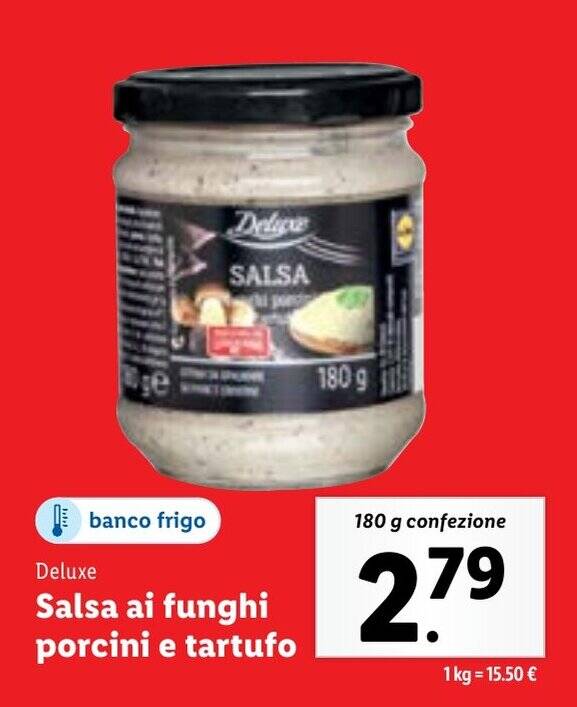 Deluxe Salsa ai funghi porcini e tartufo 180 g confezione offerta di Lidl