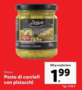 Lidl Deluxe Pesto di carciofi con pistacchi 180 g confezione offerta