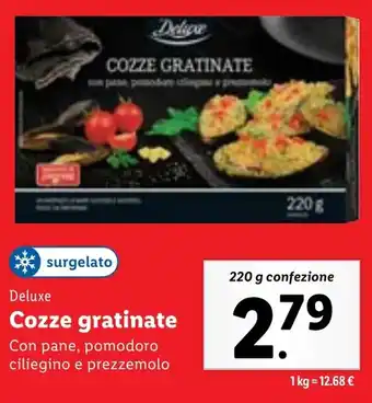 Lidl Deluxe Cozze gratinate 220 g confezione offerta