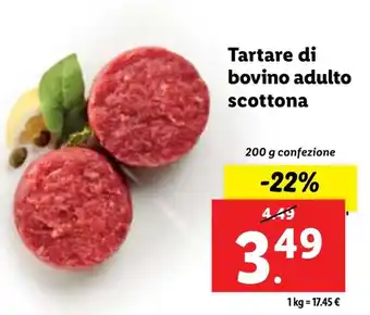 Lidl Tartare di bovino adulto scottona 200 g confezione offerta