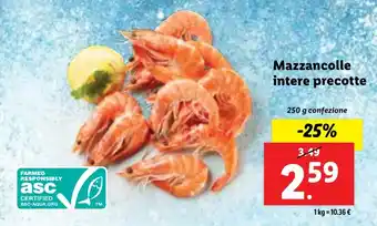 Lidl Mazzancolle intere precotte 250 g confezione offerta