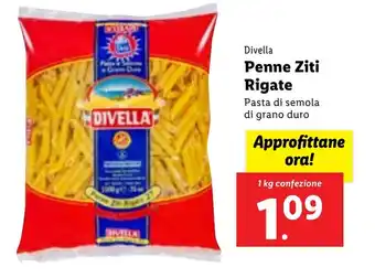 Lidl DIVELLA Divella Penne Ziti Rigate 1 kg confezione offerta