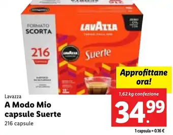 Lidl Lavazza A Modo Mio capsule Suerte offerta