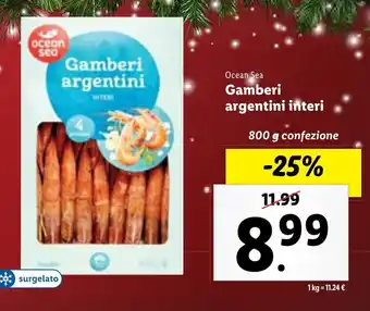 Lidl ocean sea Gamberi argentini interi 800 g confezione offerta