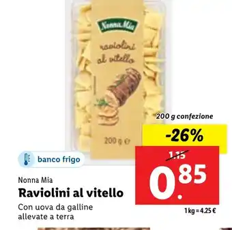 Lidl Nonna Mia Raviolini al vitello 200 g confezione offerta