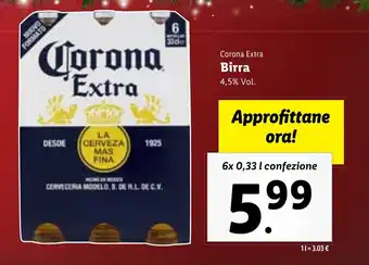 Lidl Corona Extra Birra 6x 0,33 l confezione offerta