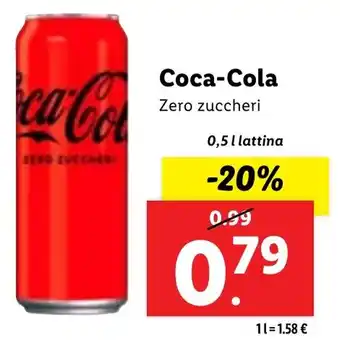 Lidl Coca-Cola Zero zuccheri 0,5 l lattina offerta