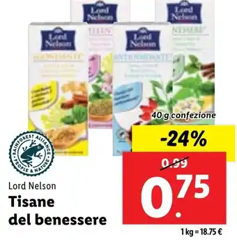 Lidl Lord Nelson Tisane del benessere 40 g confezione offerta
