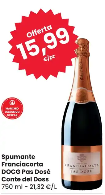 Eurospar Spumante Franciacorta DOCG Pas Dosè Conte del Doss 750 ml offerta