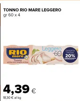 Tigre TONNO RIO MARE LEGGERO gr 60 x 4 offerta
