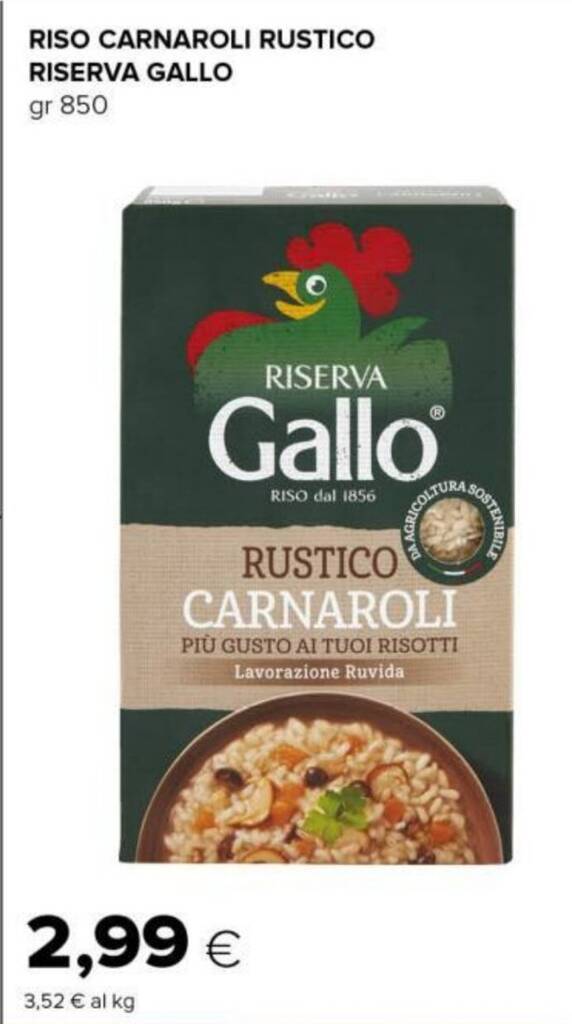 RISO CARNAROLI RUSTICO RISERVA GALLO gr 850 offerta di Tigre