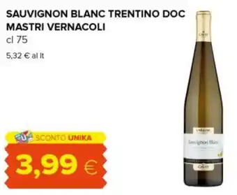 SAUVIGNON BLANC TRENTINO DOC MASTRI VERNACOLI cl 75