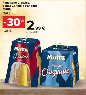 Carrefour Market Panettone Classico, Senza Canditi o Pandoro Motta offerta