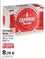 Carrefour Market Campari Soda Conf. 10 pz 98 ml Cad. 980 ml offerta