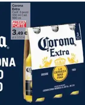 Carrefour Market Corona Extra Cont. 3 pezzi 330 ml Cad 990 ml offerta