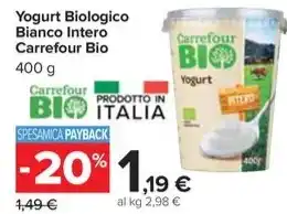Carrefour Market Yogurt Biologico Bianco Intero Carrefour Bio offerta