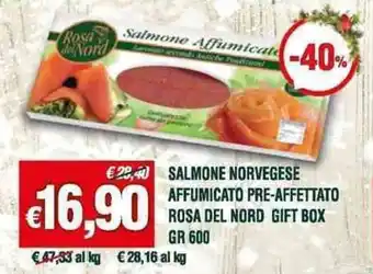 SALMONE NORVEGESE AFFUMICATO PRE-AFFETTATO ROSA DEL NORD GIFT BOX GR 600