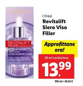 Lidl L'Oréal Revitalift Siero Viso Filler 30 ml offerta