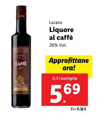 Lidl Lucano Liquore al caffè 0,5 l bottiglia offerta