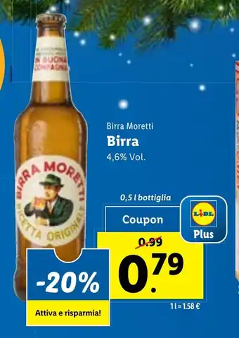 Lidl Birra Moretti Birra 0,5 l bottiglia offerta