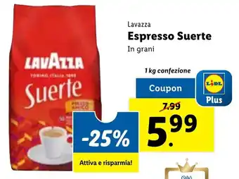 Lidl Lavazza Espresso Suerte In grani offerta