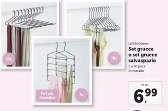 Lidl LIVARNO home Set grucce o set grucce salvaspazio 2 o 10 pezzi In metallo offerta