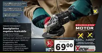 Lidl PARKSIDE PERFORMANCE Smerigliatrice angolare ricaricabile offerta