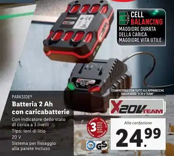 Lidl PARKSIDE Batteria 2 Ah con caricabatterie offerta