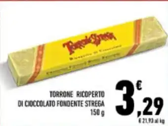 Conad City TORRONE RICOPERTO DI CIOCCOLATO FONDENTE STREGA 150 g offerta