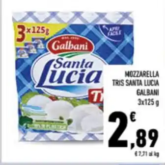 Conad City MOZZARELLA TRIS SANTA LUCIA GALBANI 3x125 g offerta