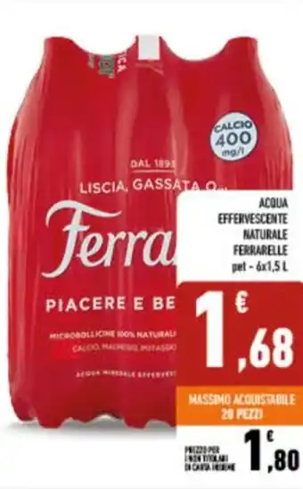 Conad City ACQUA EFFERVESCENTE NATURALE FERRARELLE pet-6x1,5 L offerta