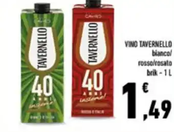 Conad City VINO TAVERNELLO bianco/ rosso/rosato brik - 1 L offerta