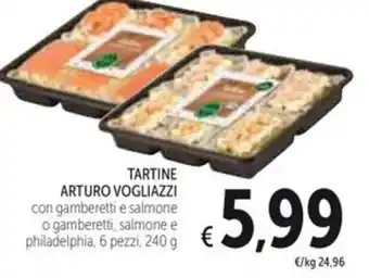 Spazio Conad TARTINE ARTURO VOGLIAZZI con gamberetti e salmone 240 g offerta