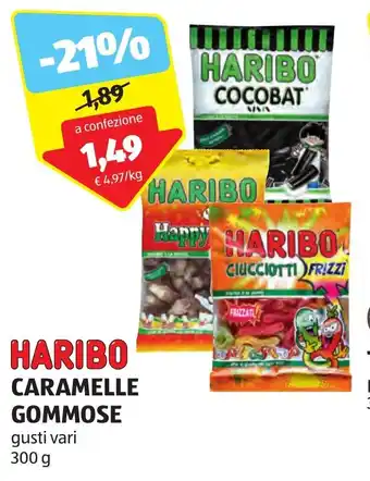 ALDI HARIBO CARAMELLE GOMMOSE gusti vari 300 g offerta