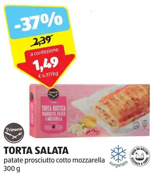 ALDI Primana TORTA SALATA patate prosciutto cotto mozzarella 300 g offerta