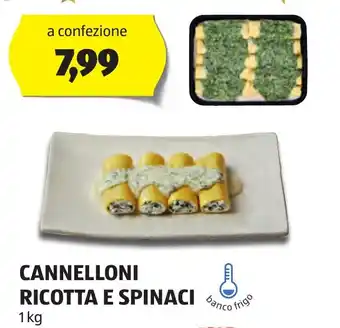ALDI CANNELLONI RICOTTA E SPINACI 1 kg offerta