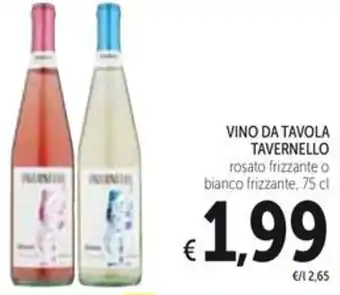 Spazio Conad VINO DA TAVOLA TAVERNELLO rosato frizzante o bianco frizzante, 75 cl offerta