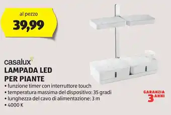 ALDI casalux LAMPADA LED PER PIANTE offerta