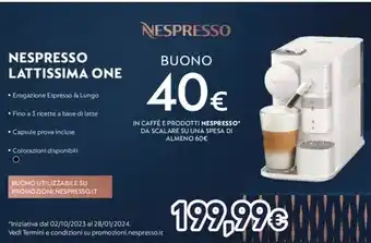 Unieuro NESPRESSO LATTISSIMA ONE offerta