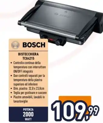 Unieuro BOSCH BISTECCHIERA TCG4215 offerta