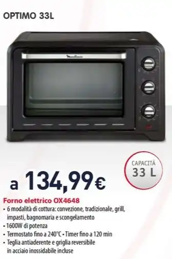 Unieuro OPTIMO 33L Forno elettrico OX4648 offerta