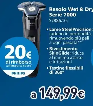 Unieuro Rasoio Wet & Dry Serie 7000 offerta