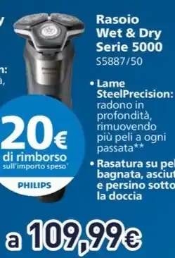 Unieuro Rasoio Wet&Dry Serie 5000 offerta
