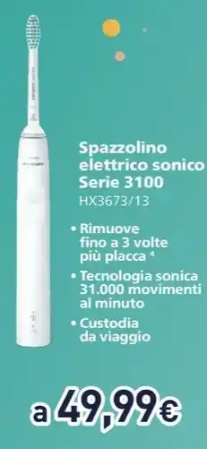 Unieuro Spazzolino elettrico sonico Serie 3100 offerta