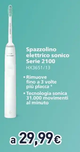 Unieuro Spazzolino elettrico sonico Serie 2100 offerta