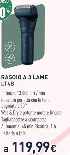Unieuro RASOIO A 3 LAME LT4B offerta