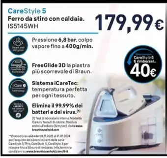 Unieuro CareStyle 5 Ferro da stiro con caldaia. IS5145WH offerta