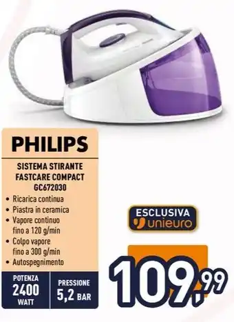 Unieuro PHILIPS SISTEMA STIRANTE FASTCARE COMPACT GC672030 offerta