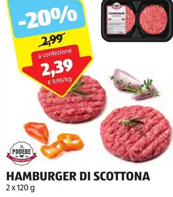 ALDI HAMBURGER DI SCOTTONA 2 x 120 g offerta