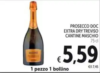 Spazio Conad PROSECCO DOC EXTRA DRY TREVISO CANTINE MASCHIO 75 cl offerta